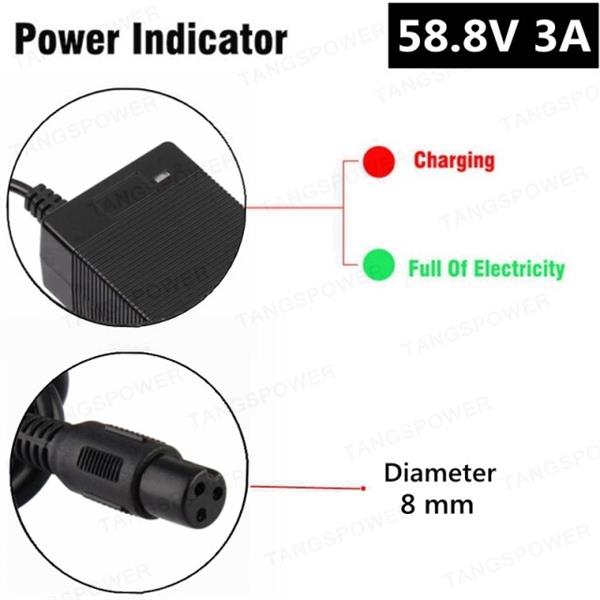 Grote foto 58.8v 3a elektrische fiets lader voor 14s 52v lithium batterij e bike charger hoge kwaliteit sterke fietsen en brommers elektrische fietsen
