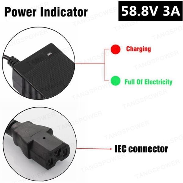 Grote foto 58.8v 3a elektrische fiets lader voor 14s 52v lithium batterij e bike charger hoge kwaliteit sterke fietsen en brommers elektrische fietsen