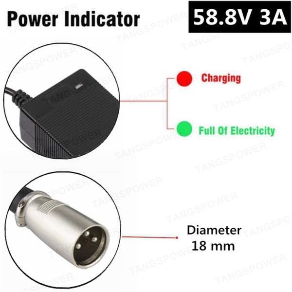 Grote foto 58.8v 3a elektrische fiets lader voor 14s 52v lithium batterij e bike charger hoge kwaliteit sterke fietsen en brommers elektrische fietsen