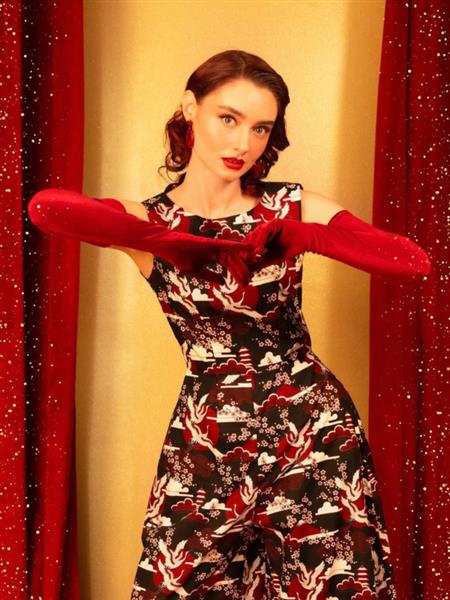 Grote foto what katie did claret long velvet gloves kleding dames ondergoed