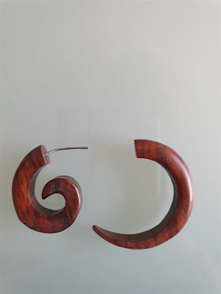 Grote foto fake stretcher spiral brown wood chunk sieraden tassen en uiterlijk piercings