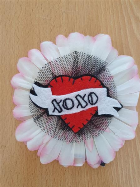 Grote foto pink heart daisy. kleding dames sieraden