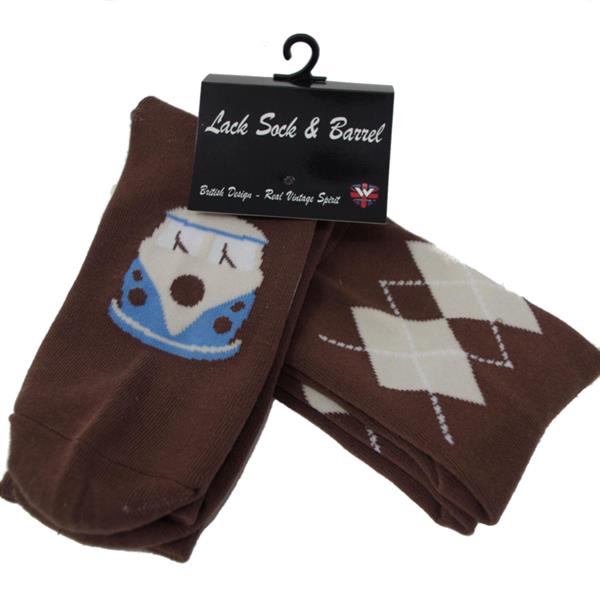 Grote foto warrior twin pack vw brown argyle socks. kleding heren schoenen