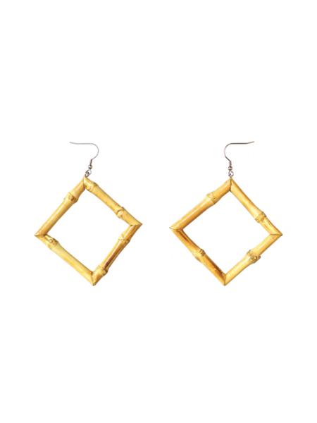 Grote foto collectif tiki square bamboo earrings. kleding dames sieraden