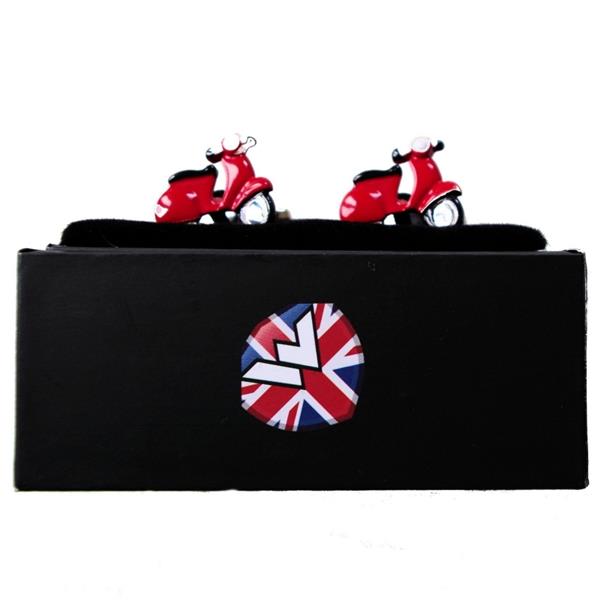 Grote foto warrior vespa enamel cuff links red. kleding heren truien en vesten