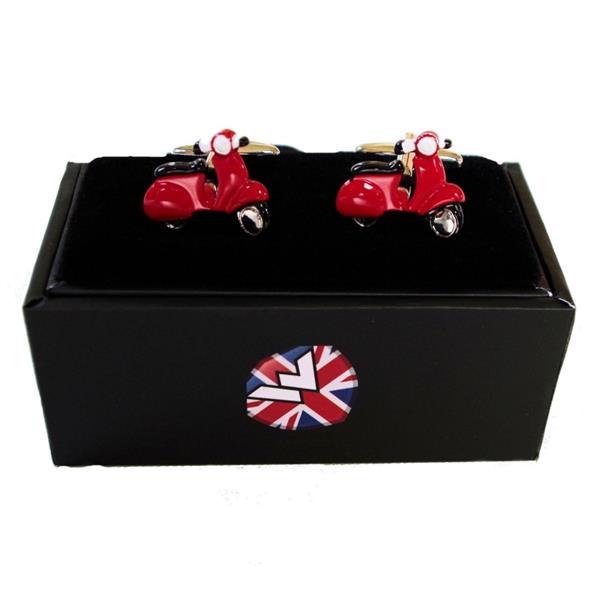Grote foto warrior vespa enamel cuff links red. kleding heren truien en vesten