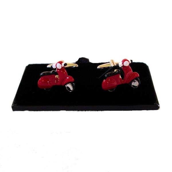 Grote foto warrior vespa enamel cuff links red. kleding heren truien en vesten
