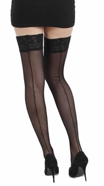 Grote foto pamela mann tule lace top seamed holdups black with black seam kleding dames ondergoed