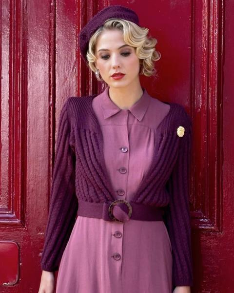 Grote foto the house of foxy datemaker cardigan in eggplant. kleding dames truien en vesten