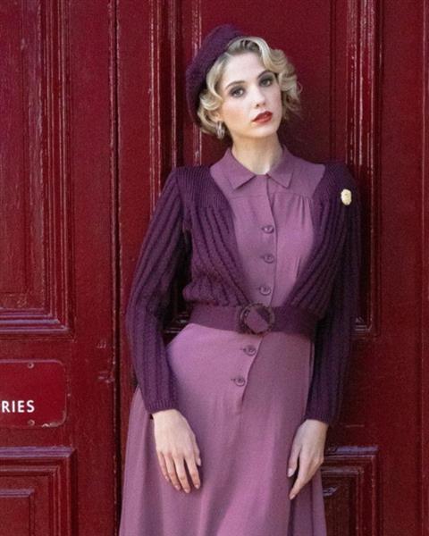 Grote foto the house of foxy datemaker cardigan in eggplant. kleding dames truien en vesten