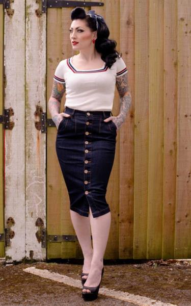 Grote foto rumble 59 high waisted jeans skirt second skin. kleding dames jurken en rokken