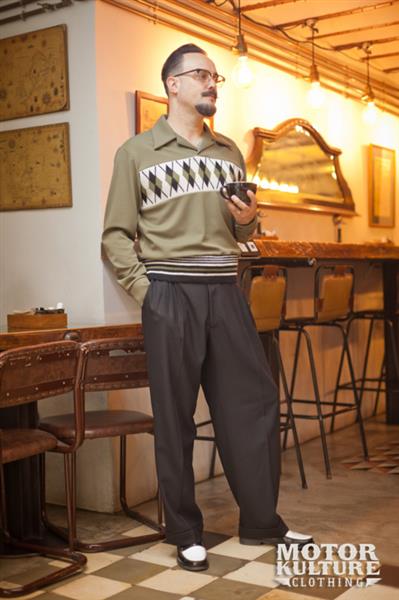 Grote foto motor kulture clothing diamond pullover in khaki. kleding heren t shirts