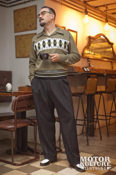 Grote foto motor kulture clothing diamond pullover in khaki. kleding heren t shirts