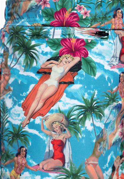 Grote foto king kerosin tropical hawaiien swimshort in medium. kleding heren broeken
