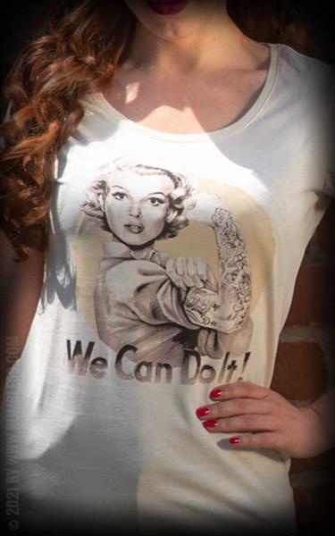 Grote foto rumble 59 scoop neck marilyn can do it tshirt. kleding dames overige kledingstukken
