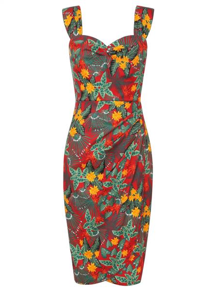 Grote foto collectif kulala jungle floral pencil dress. kleding dames jurken en rokken