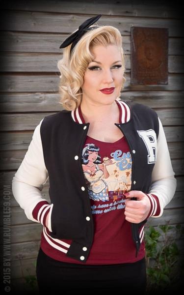 Grote foto rumble 59 ladies college jacket in black. kleding dames truien en vesten