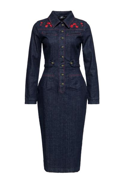Grote foto queen kerosin western dress roses in small. kleding dames jurken en rokken