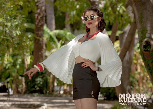 Grote foto motor kulture hedy lamarr top in white. kleding dames overige kledingstukken