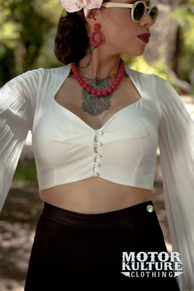 Grote foto motor kulture hedy lamarr top in white. kleding dames overige kledingstukken