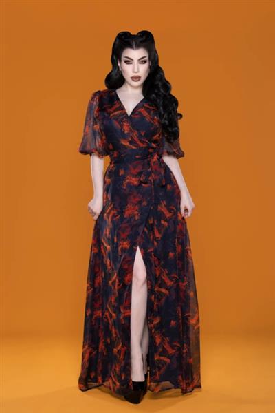 Grote foto katakomb winona maxi dress autumn leaves. kleding dames jurken en rokken