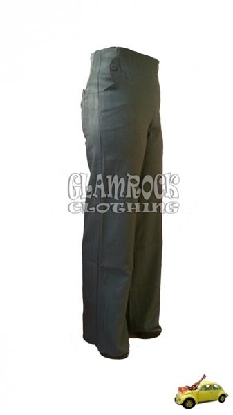 Grote foto miss candyfloss saratoga high waist striped pants in black grey in xlarge. kleding dames broeken en pantalons