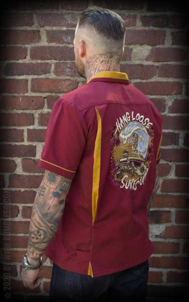 Grote foto rumble 59 bowlingshirt hang loose surf up in large. kleding heren t shirts