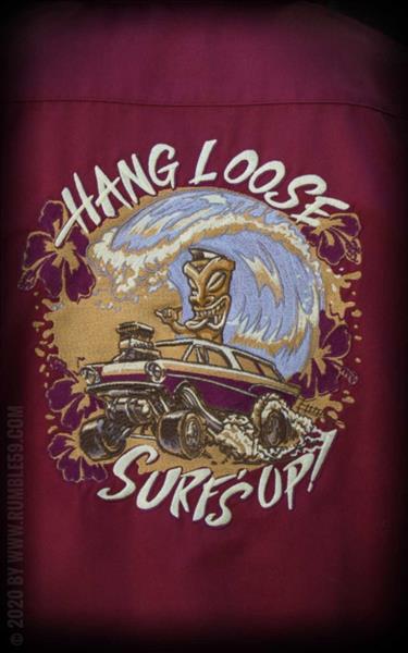 Grote foto rumble 59 bowlingshirt hang loose surf up in large. kleding heren t shirts