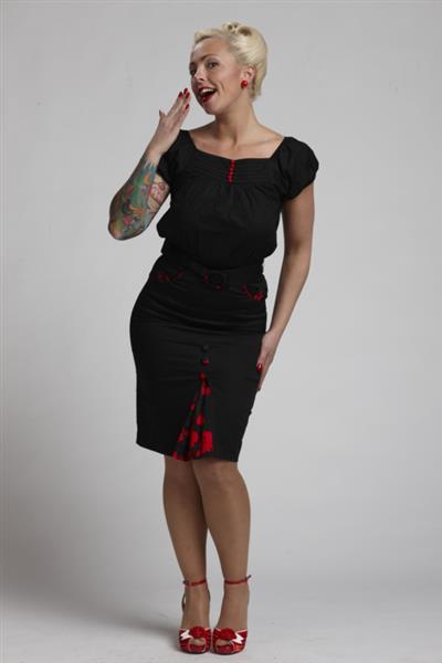 Grote foto living dead souls roses pencil skirt in small. kleding dames jurken en rokken