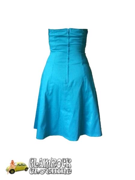Grote foto hotrod hussy julia dress in turquoise. glamrock original kleding dames jurken en rokken