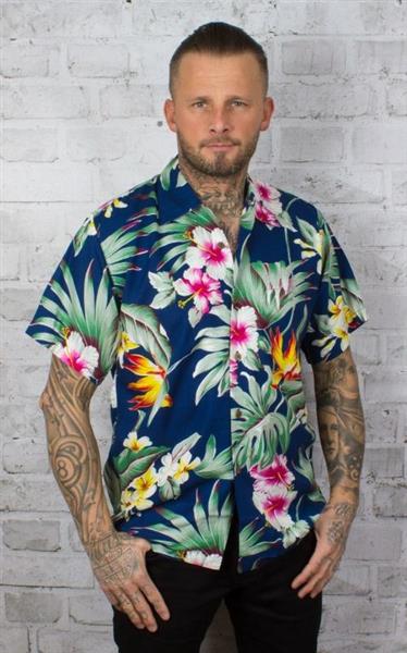 Grote foto karmakula montana blue hawaiien shirt. kleding heren t shirts