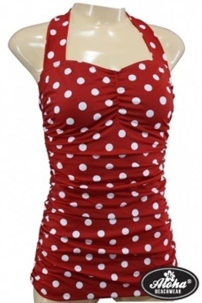 Grote foto aloha beachwear vintage pinup badpak red polkadot. kleding dames badmode en zwemkleding