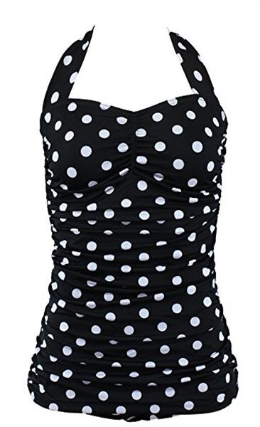 Grote foto aloha beachwear vintage pinup badpak black polkadot. kleding dames badmode en zwemkleding