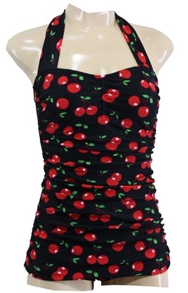 Grote foto aloha beachwear vintage pinup badpak black cherry in small. kleding dames badmode en zwemkleding