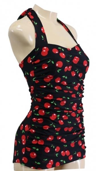 Grote foto aloha beachwear vintage pinup badpak black cherry in small. kleding dames badmode en zwemkleding