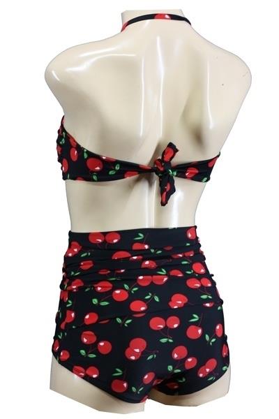 Grote foto aloha beachwear bandeau bikini black cherry vintage high waist. kleding dames badmode en zwemkleding
