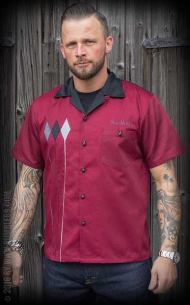 Grote foto rumble 59 bowling shirt rebel rods in small. kleding heren t shirts