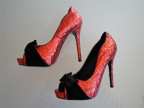 Grote foto bettie page tempest red glitter peeptoe in maat 37. kleding dames overige kledingstukken
