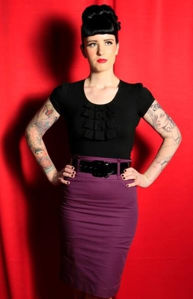 Grote foto route 66 purple pencil in medium. kleding dames jurken en rokken