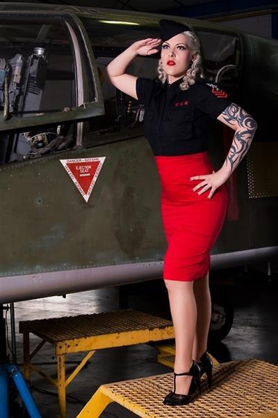 Grote foto pinup couture classic pencil skirt in red. kleding dames jurken en rokken