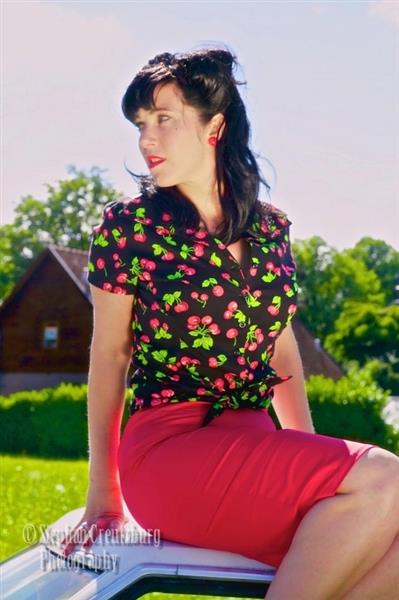 Grote foto pinup couture classic pencil skirt in red. kleding dames jurken en rokken