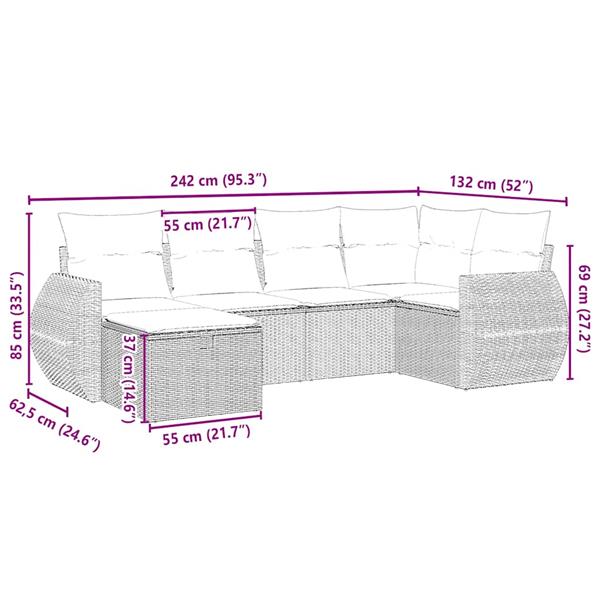 Grote foto vidaxl 6 delige loungeset met kussens poly rattan lichtgrijs tuin en terras tuinmeubelen