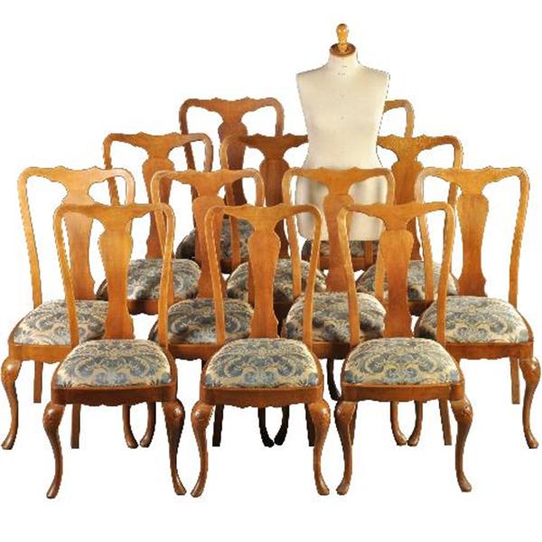 Grote foto antieke stoelen stel van 12 eetkamerstoelen ca. 1910 chippendale stijl incl. herstofferen naar wen antiek en kunst stoelen en banken