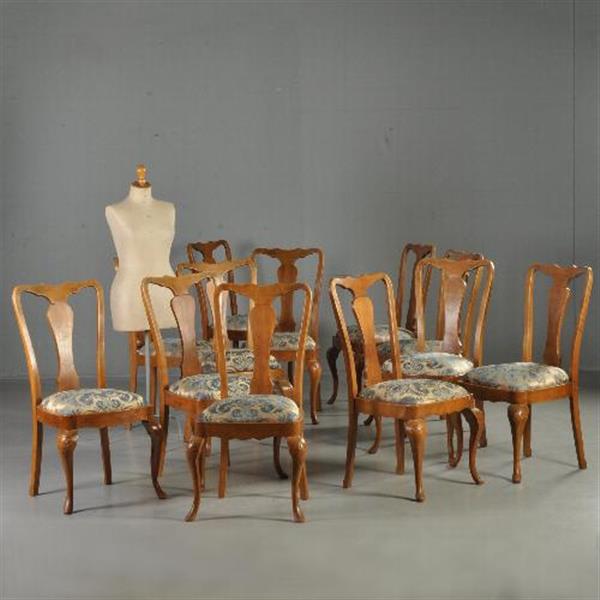 Grote foto antieke stoelen stel van 12 eetkamerstoelen ca. 1910 chippendale stijl incl. herstofferen naar wen antiek en kunst stoelen en banken