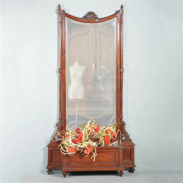 Grote foto antieke spiegels reusachtige halspiegel met jardini re ca. 1875 hollands mahonie no.411569 hoogt antiek en kunst spiegels