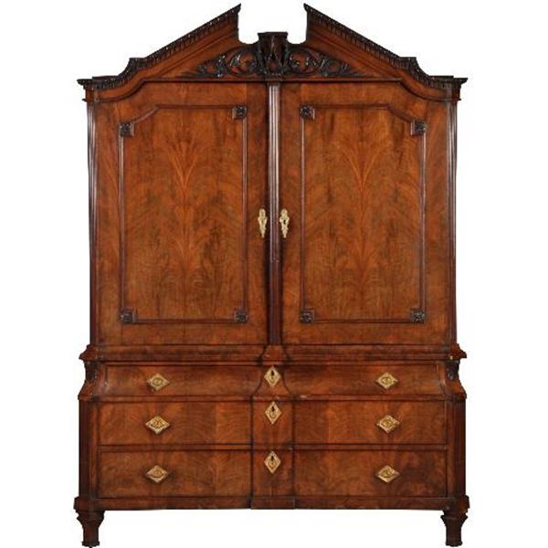 Grote foto antieke kast strak hollands kabinet met fronton overgangsperiode ca. 1800 no.412033 antiek en kunst stoelen en banken