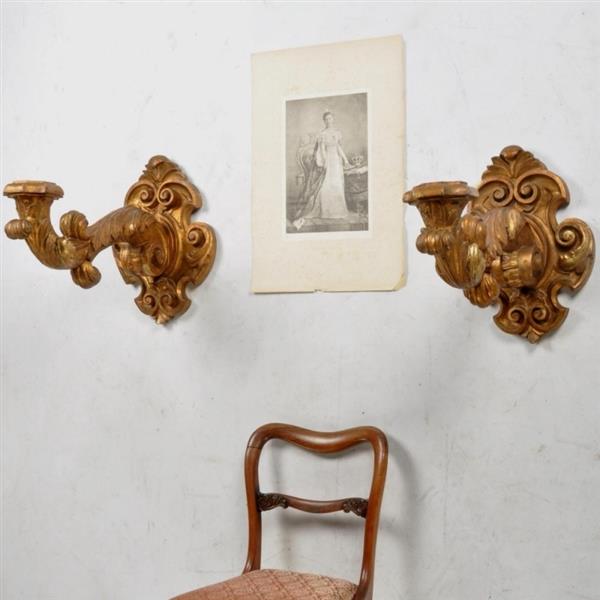 Grote foto stel van 2 zeer grote wandkandelaren wand appliques ca. 1860 in verguld hout no.249982 antiek en kunst overige in antiek gebruiksvoorwerpen