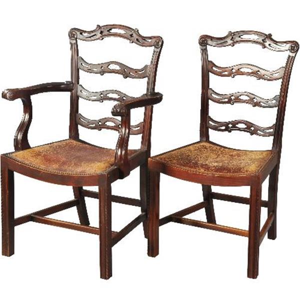 Grote foto antieke stoelen stel van 8 mahonie ladderbacks vm norman stacey 1910 bekleding naar wens no.481 antiek en kunst stoelen en banken