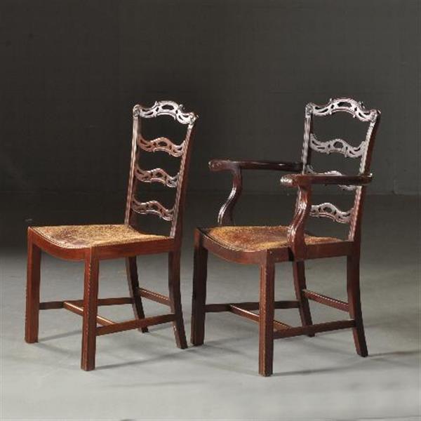 Grote foto antieke stoelen stel van 8 mahonie ladderbacks vm norman stacey 1910 bekleding naar wens no.481 antiek en kunst stoelen en banken
