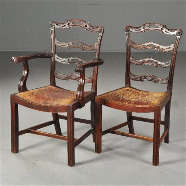 Grote foto antieke stoelen stel van 8 mahonie ladderbacks vm norman stacey 1910 bekleding naar wens no.481 antiek en kunst stoelen en banken